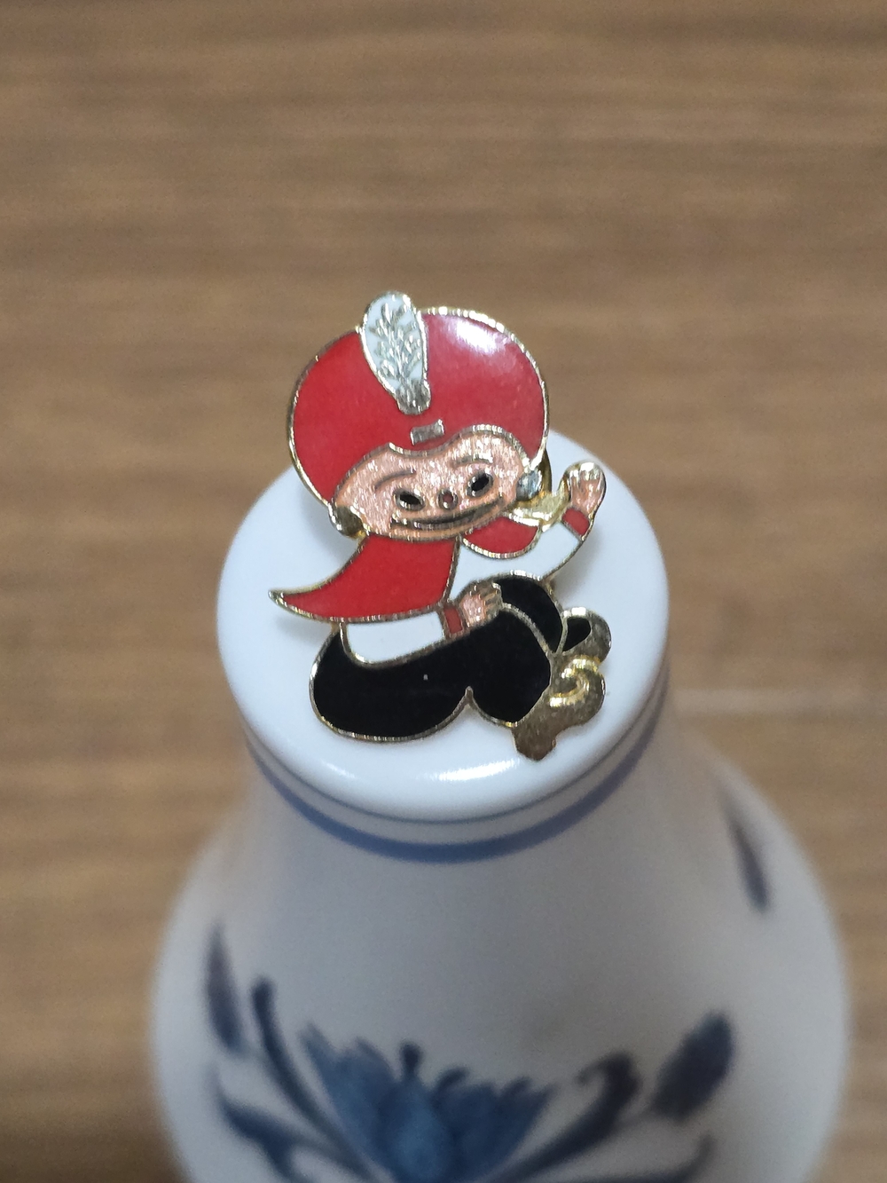 Red and Black Enamel Kids Character Pin - Unbranded